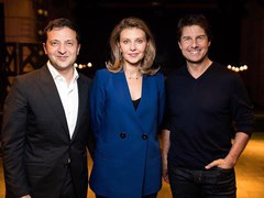 Елена и Владимир Зеленские на встрече с Томом Крузом