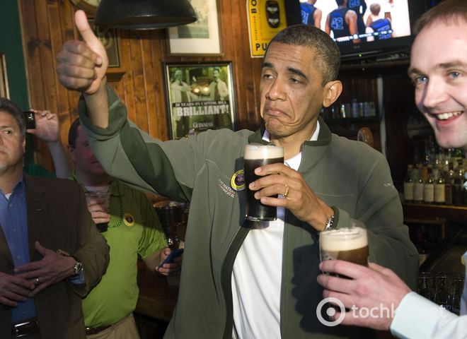 Обама выпил пива в День Святого Патрика