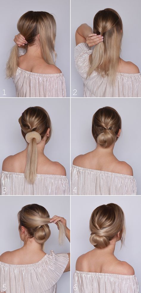 Как сделать пучок с бубликом на средние и короткие волосы