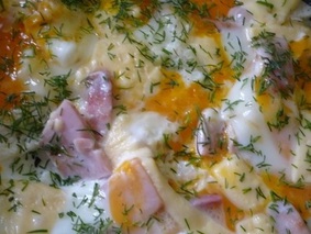 Яичница с ветчиной и сыром Яичница с ветчиной и сыром