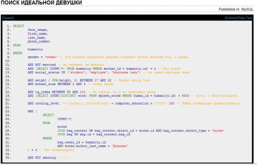 Поиск идеальной девушки