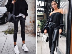 Кожаные брюки осень 2018