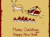 Винтажная открытка с Рождеством и Новым годом 2015