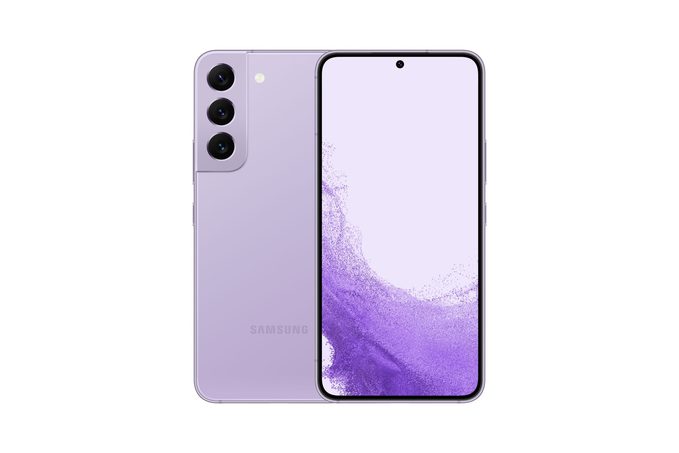 Samsung Galaxy S22 в цвете жемчужный фиолетовый