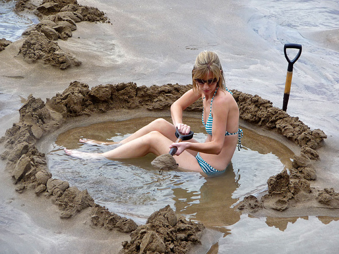 Пляж с горячей водой