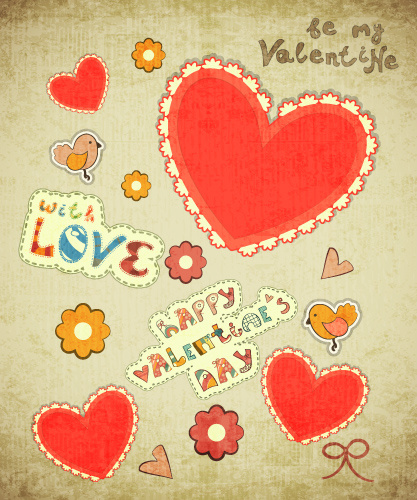 Ретро открытка с Днем Святого Валентина
