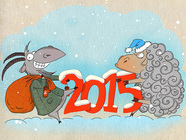 Милая открытка на год овцы 2015