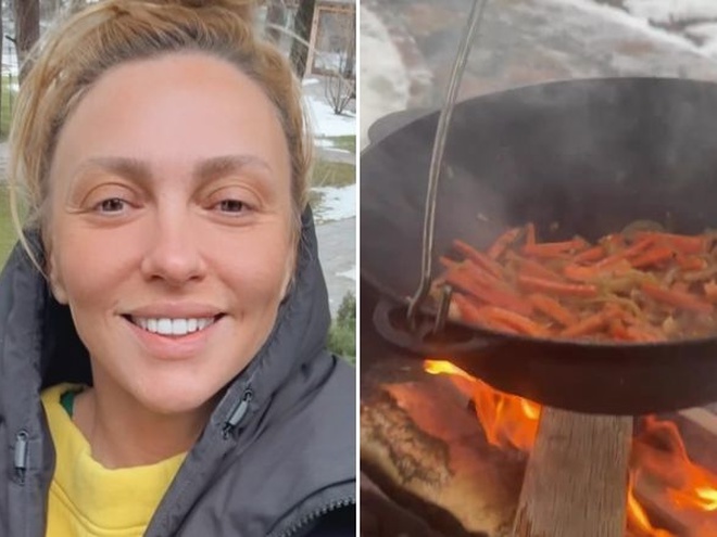 Полякова показала приготування плову й моржування з чоловіком у себе вдома