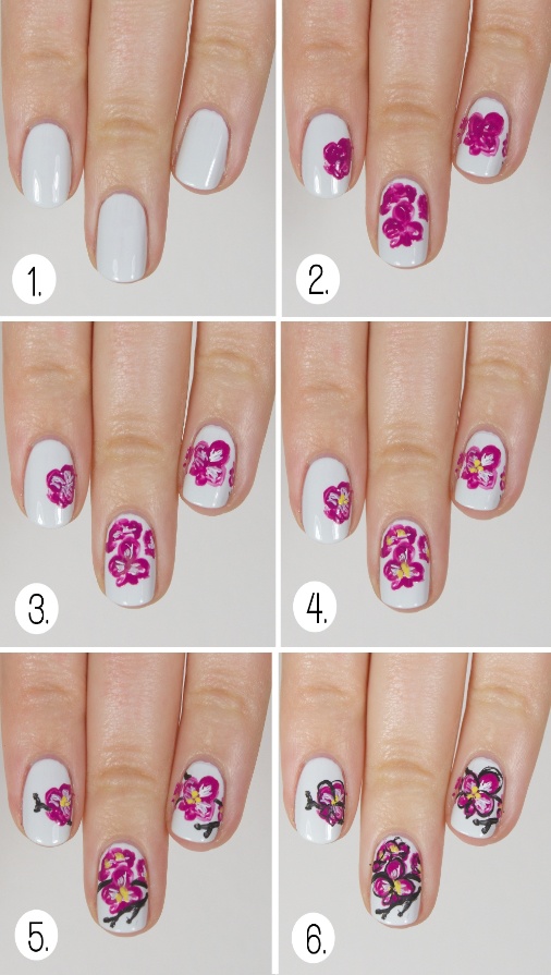 Как нарисовать цветы на ногтях?