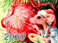 Открытка на Новый год крысы 2020