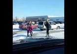 Полили тротуар водой )