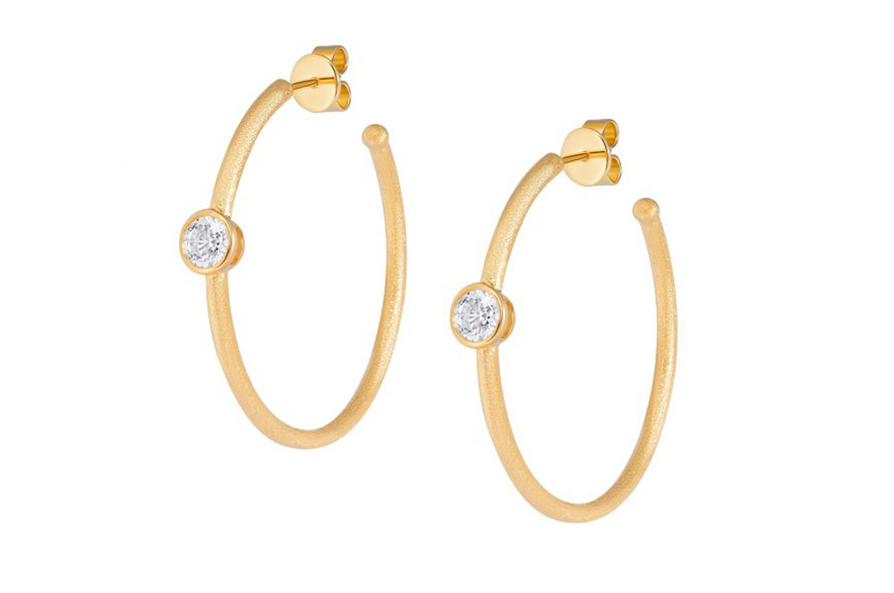 Срібні сережки з жовтого родія ZARINA