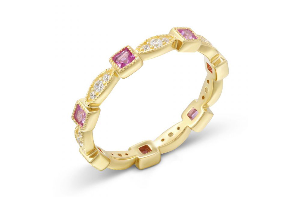 Срібна каблучка з жовтого родія ZARINA