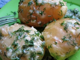 Вареная картошка с чесноком Вареная картошка с чесноком