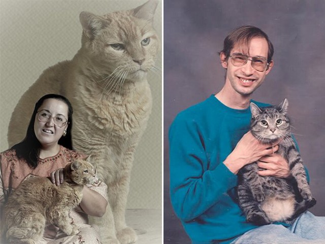 Странные семейные фото с любимыми питомцами