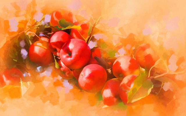 Нарисованные яблоки