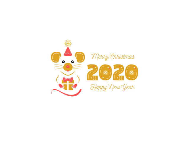 Милые обои к Новому году крысы 2020