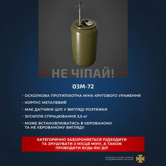 Види російських мін: ОЗМ-72