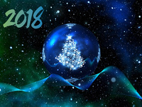 Космические открытки на Новый Год 2018