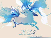 Нежные открытки на Новый год лошади 2014