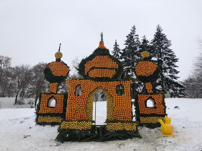 Цитрусовый фестиваль: в Киеве построили замки из апельсинов и лимонов