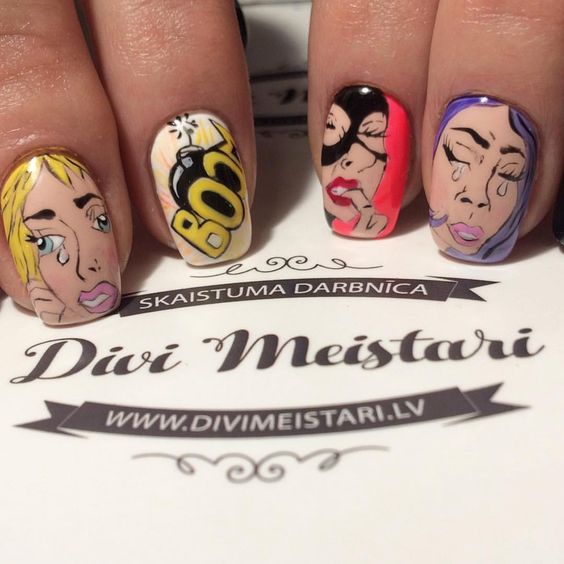 Маникюр поп-арт и оп-арт