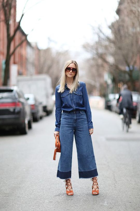 Модные тенденции 2016: джинсы-кюлоты (street style)