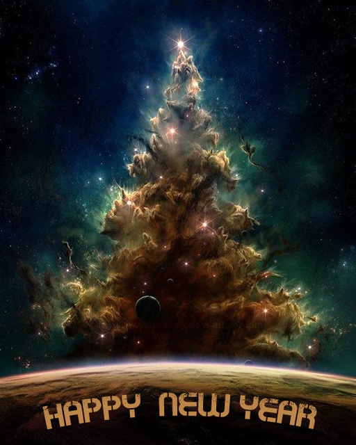 Космическая открытка с Новым годом 2015