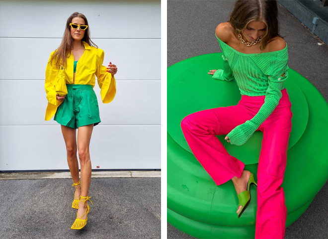 Одежда в ярком зеленом цвете — тренд 2021