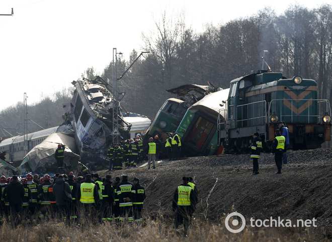 Столкновение поездов в Польше