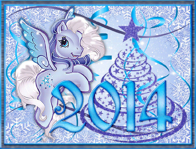 Открытки на Новый год Синей лошади 2014