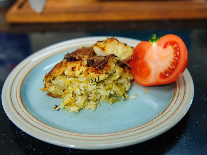 Рыбный пирог с рисом 
