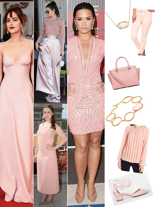 Розовое пудровое платье с чем носить