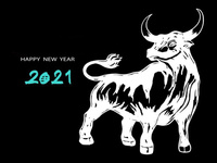 Открытки на Новый год быка 2021