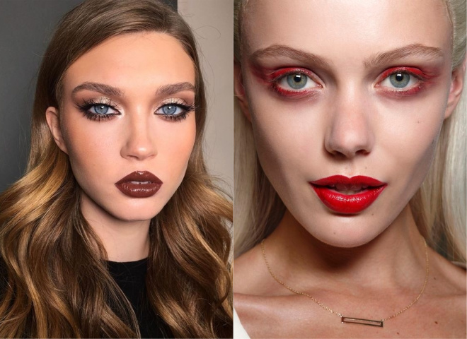 Новогодние тренды в макияже: блестящие стрелки и монохромные губы