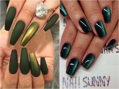 Маникюр с зеленым оттенком на осень 2017