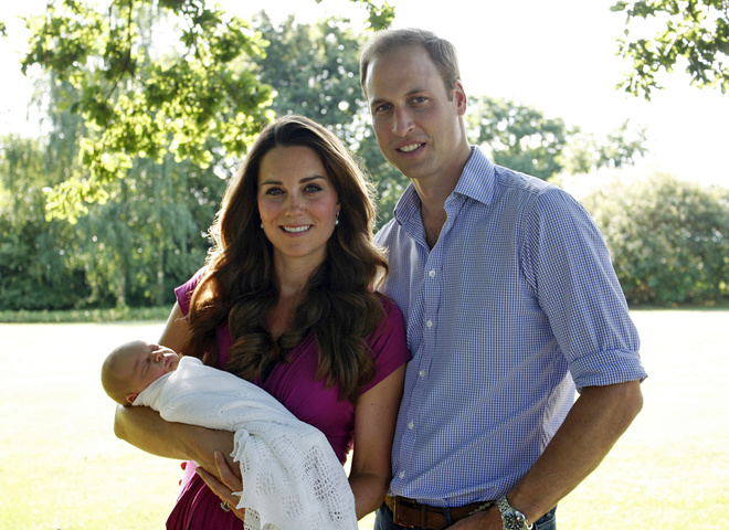 Кейт Миддлтон с принцем Георгом, принц Уильям