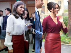 Меган Маркл и королева Летиция в юбке Hugo Boss