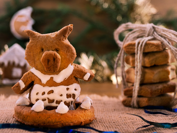 Имбирное печенье на Новый год Свиньи 2019