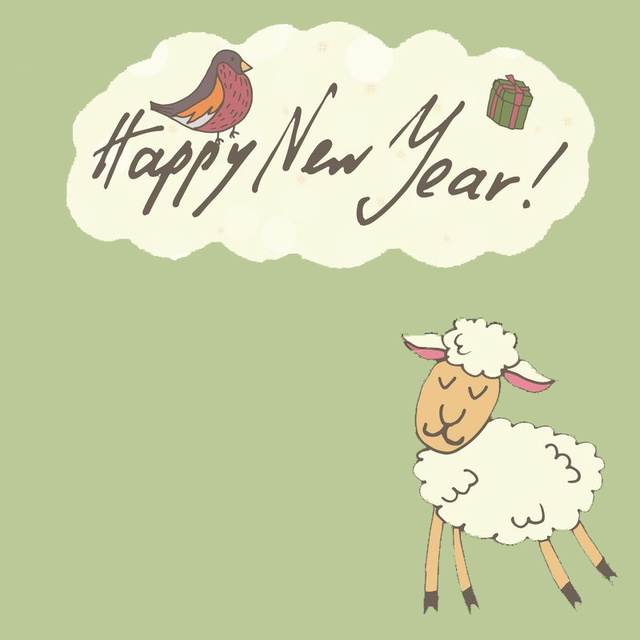 Милая открытка на год овцы 2015
