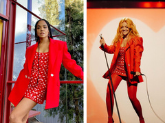 Тесса Томпсон и Рита Ора в одинаковых нарядах