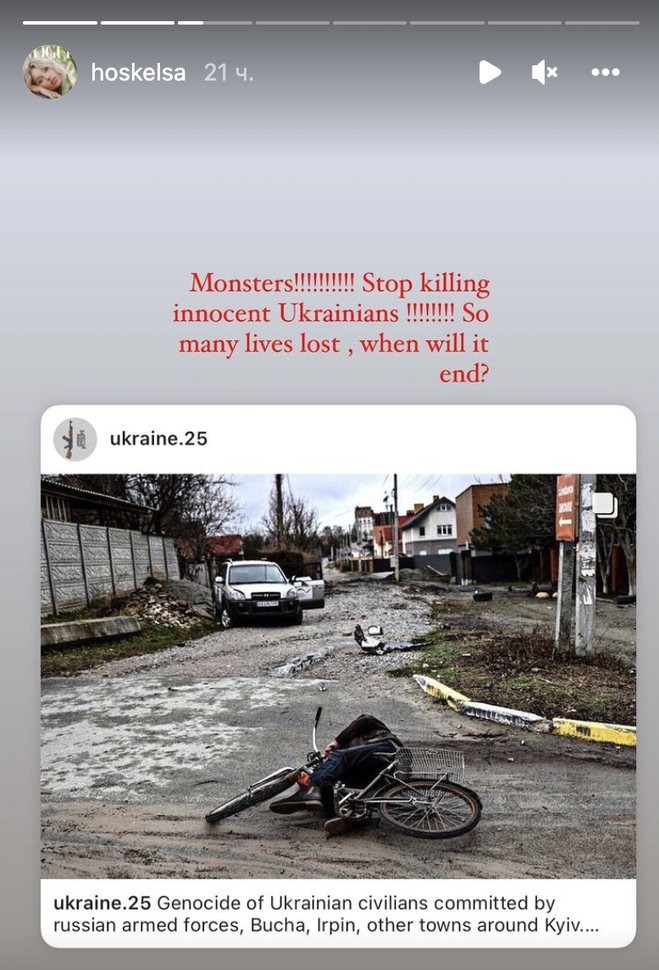 Эльза Хоск призвала остановить геноцид против украинского народа