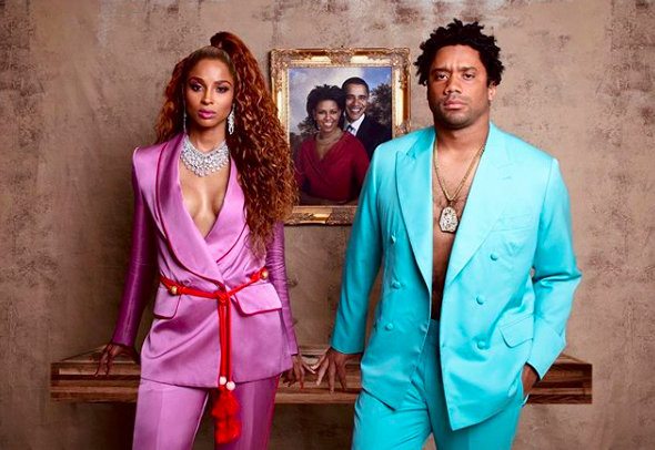 Сиара и Рассел Уилсон в образах Бейонсе и Джей-Зи