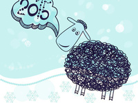 Прикольная открытка на новый год овцы 2015