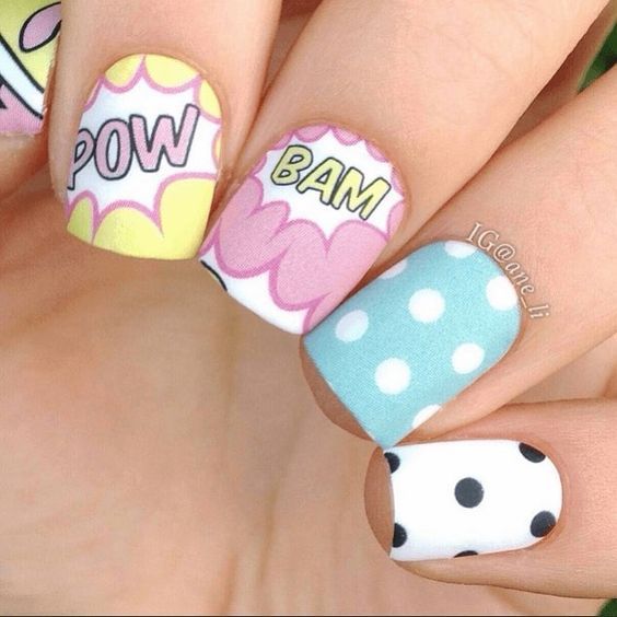 Маникюр поп-арт и оп-арт