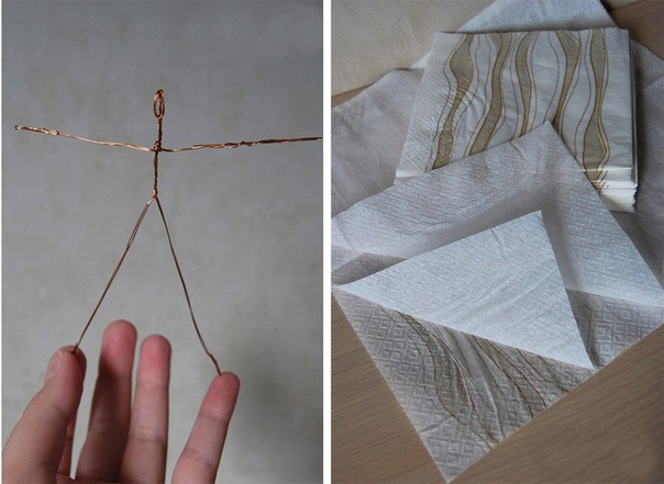 Милые балеринки из проволоки и салфеток