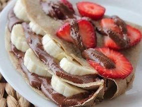 Овсяные блинчики с фруктами и шоколадом Овсяные блинчики с фруктами и шоколадом