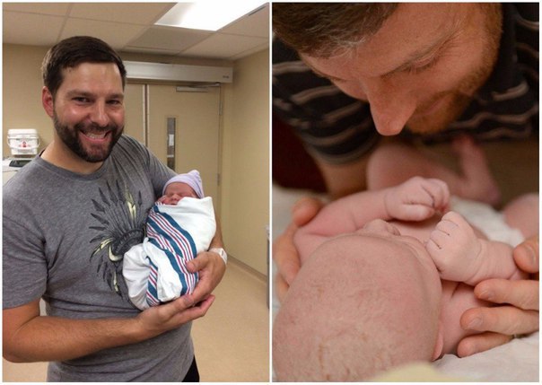 Отцы впервые видят своих новорожденных детей