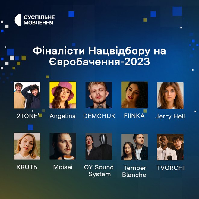 Стали відомі імена фіналістів Нацвідбору на Євробачення-2023