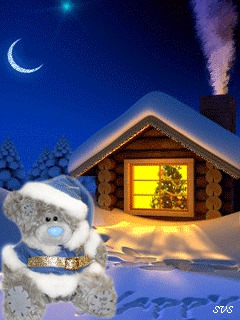 Листівка Ведмедик-Дід Мороз у Новий рік!